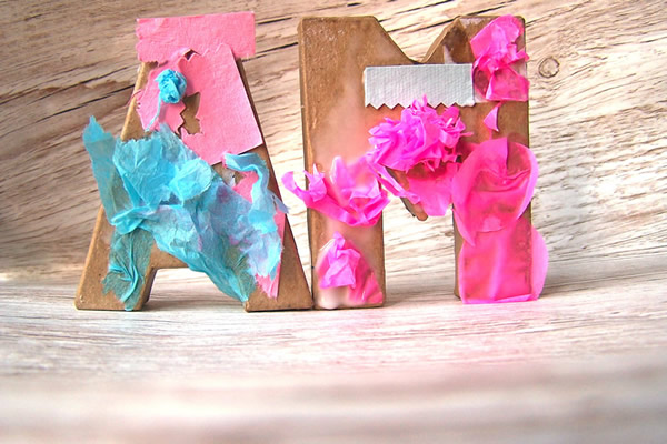 decorated mache letters by kids at craftymessymom.com