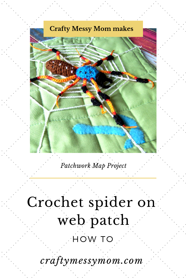 Crochet spider-on-web patch | craftymessymom.com