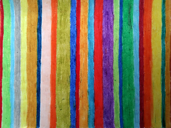 "Vertical stripes" drawing with oil pastels at craftymessymom.com