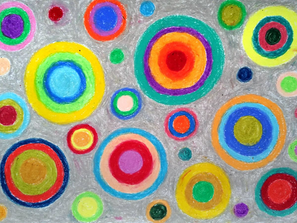 "Carnival" drawing with oil pastels at craftymessymom.com