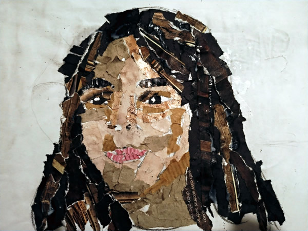 Torn paper collage at craftymessymom.com