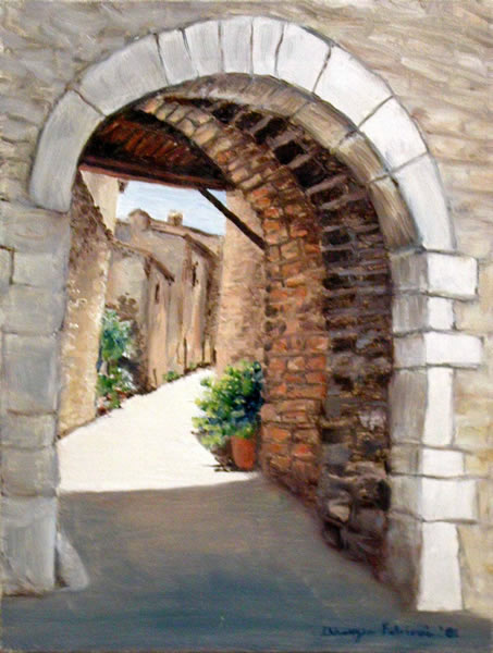 The arch of Castello, painting by @marzia_fa at craftymessymom.com