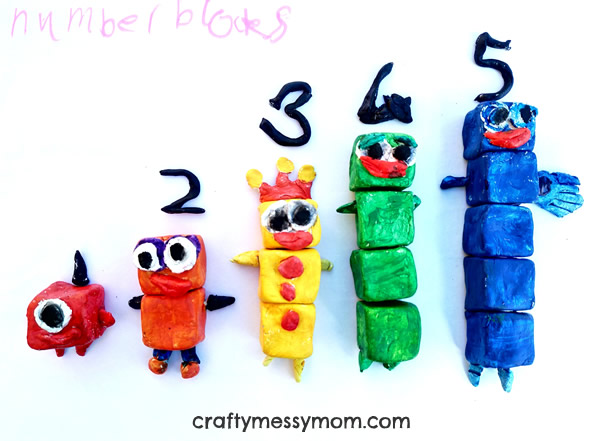 Clay numberblocks at craftymessymom.com