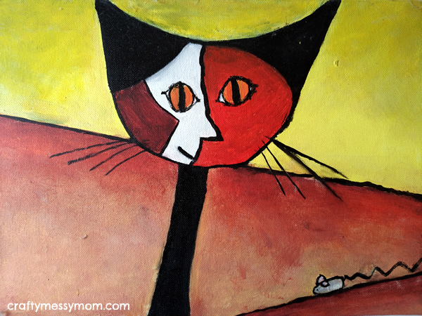 Re-painting the Picasso's cat at craftymessymom.com