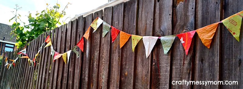 Recycled bunting at craftymessymom.com