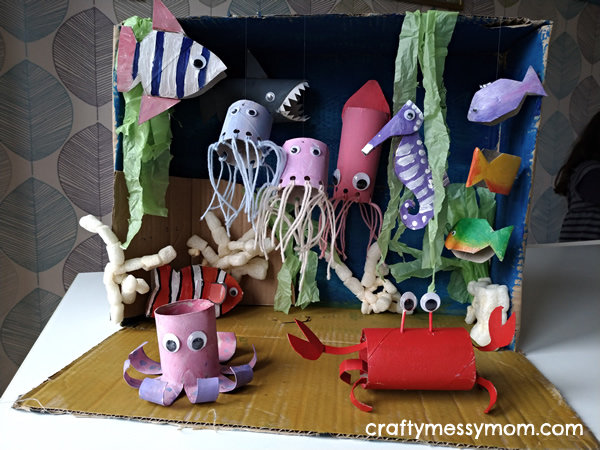 Toilet paper reef model at craftymessymom.com