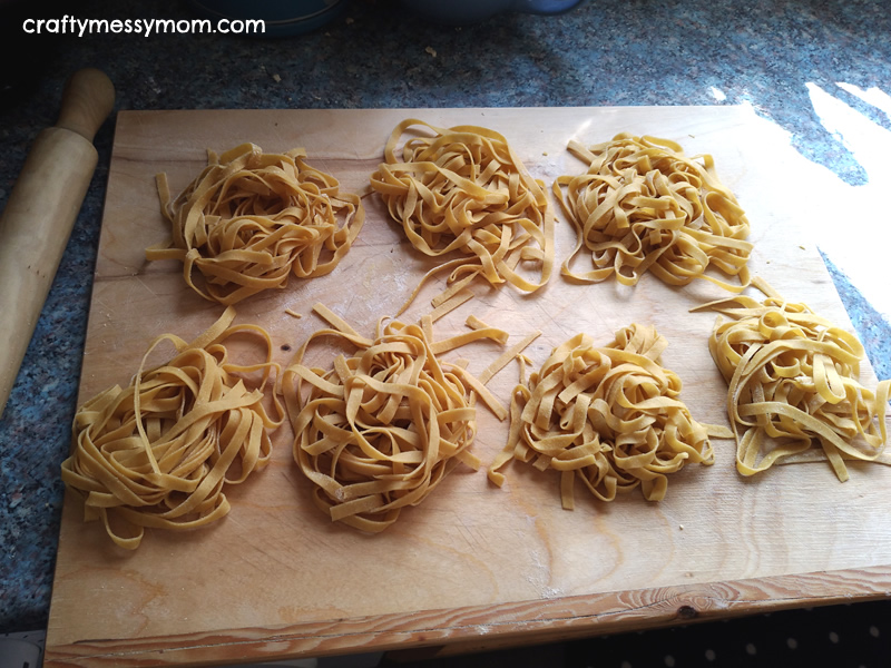 Pasta dough recipe for tagliatelle - step 12 at craftymessymom.com