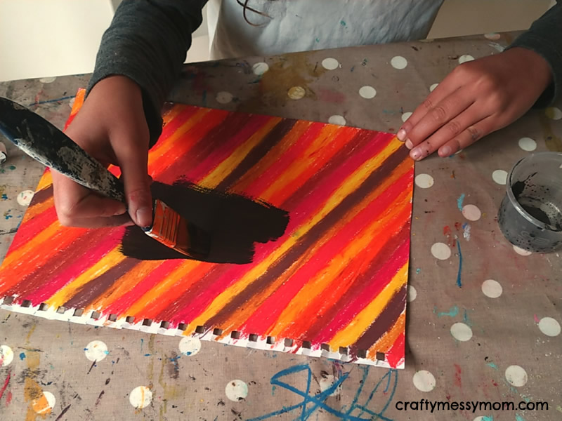 Autumn leaf scratch art - step2 at craftymessymom.com