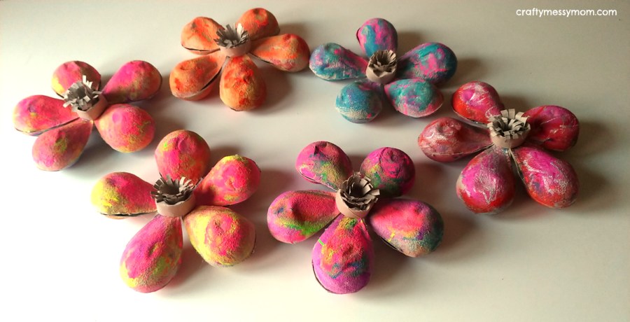 Spring crafts - pear carton flowers by craftymessymom