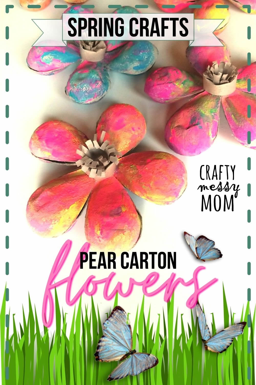 Spring craft - pear carton flowers by craftymessymom